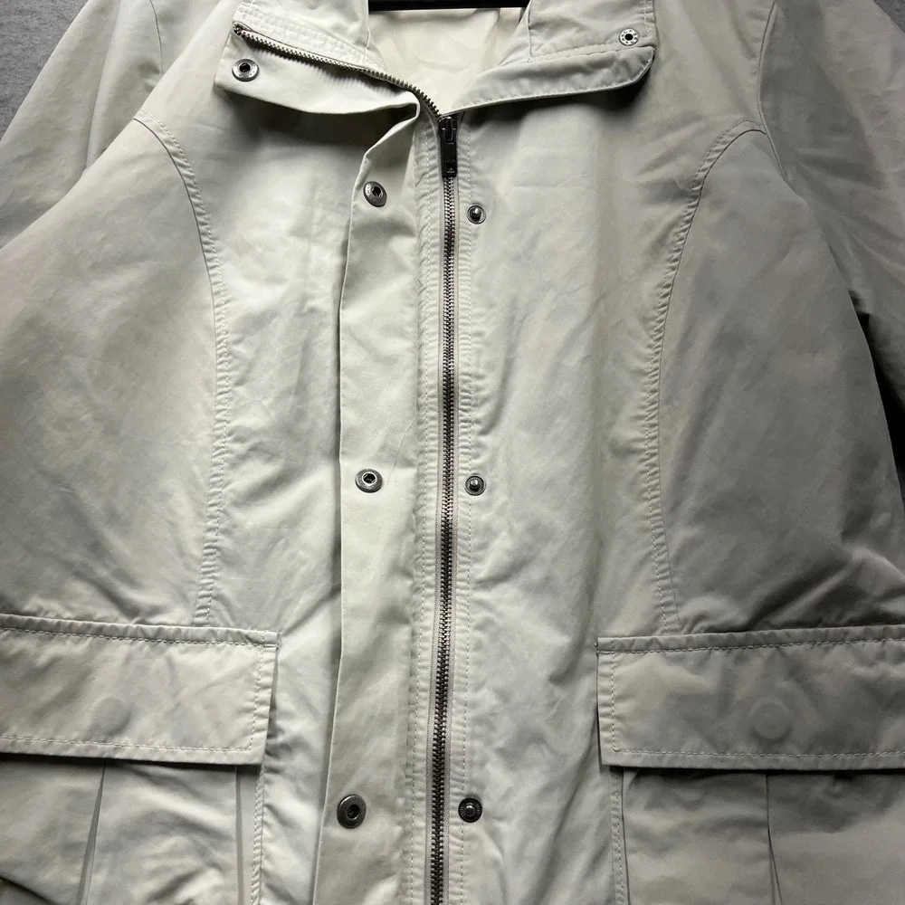 Tommy Hilfiger Womens XL Beige Cotton Blend Full Zip Utility Jacket Cargo Pocket